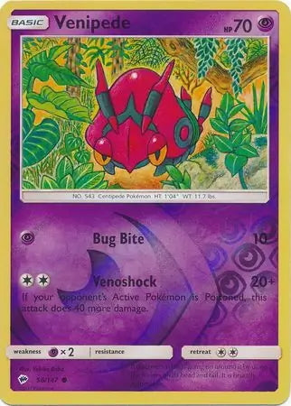 Burning Shadows Venipede #56/147 reverse holo
